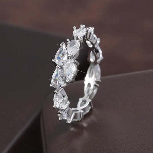 ZAKOL Fashion Yellow Square Zirconia Open Rings for Women Shinny CZ 3 Layers Irregular Ring INS Party Wedding Jewelry